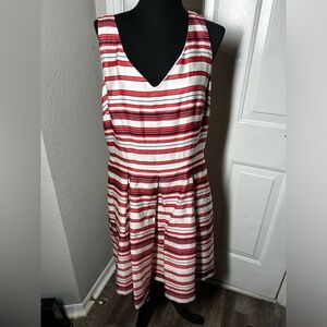 Ann Taylor Red and White Striped Mini Dress